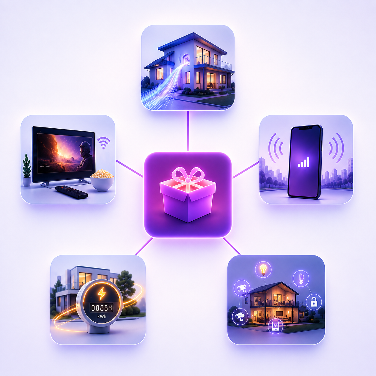 Telecom + Energia: Fibra, TV, Móvel, Eletricidade, Casa inteligente conectados aos Packs